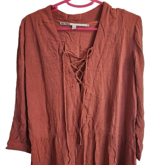 Anthropologie Just Female Womens Rust Strappy Midi Dress Size M - Picture 4 of 10